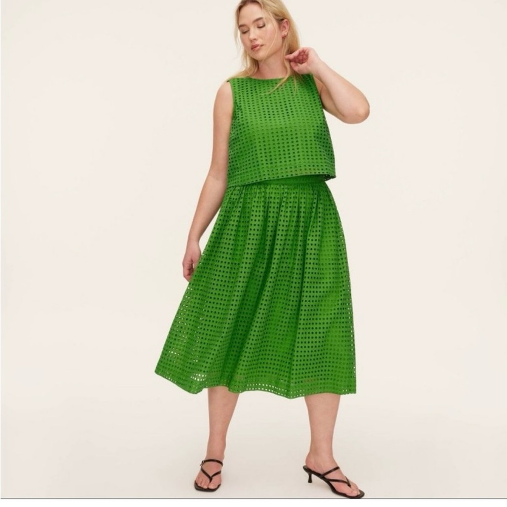 Kate Spade Target Green Eyelet Skirt and Top XL with Charm Necklace New - Picture 2 of 9